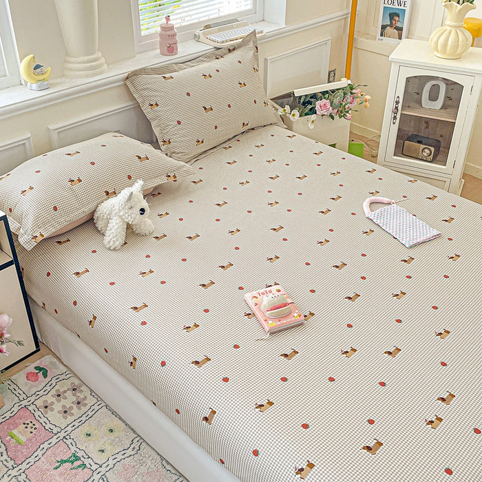 91家纺网 家纺一手货源 找家纺 卡普家居 2025新款全棉印花A版床笠 快乐追梦