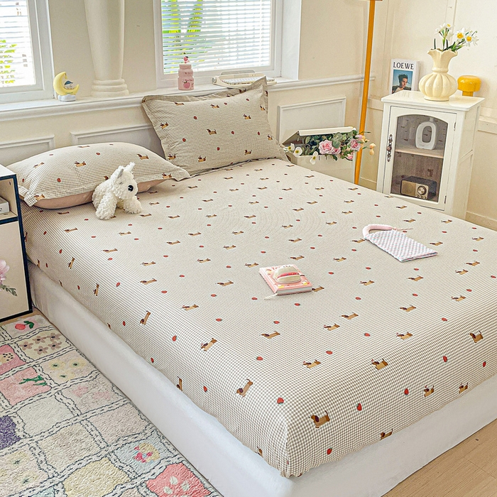 91家纺网 家纺一手货源 找家纺 卡普家居 2025新款全棉印花A版床笠 快乐追梦