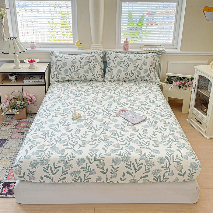 卡普家居 2025新款全棉印花A版床笠 蓝风铃