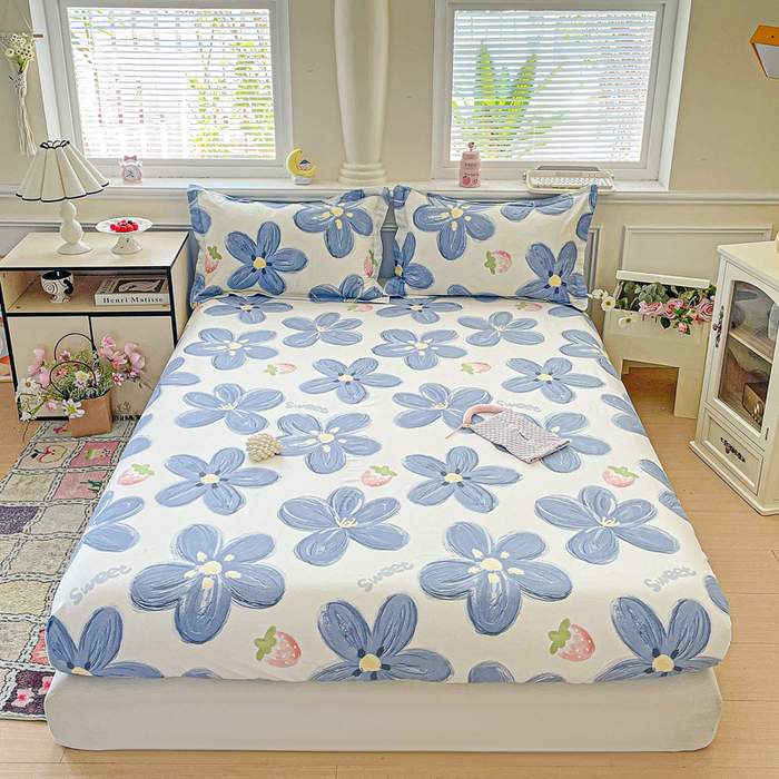 卡普家居 2025新款全棉印花A版床笠 蓝色甜心