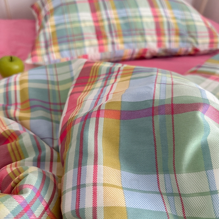 91家纺网 家纺一手货源 找家纺 （总）柚可家居 2025新款亲肤舒适40支数码四件套-彩格