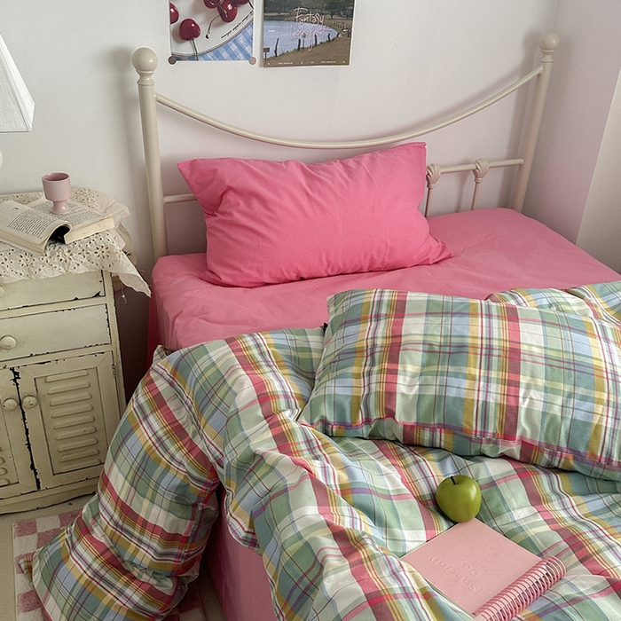 91家纺网 家纺一手货源 找家纺 （总）柚可家居 2025新款亲肤舒适40支数码四件套-彩格