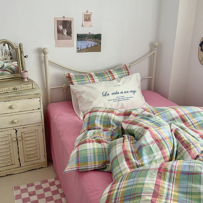 91家纺网 家纺一手货源 找家纺 （总）柚可家居 2025新款亲肤舒适40支数码四件套-彩格