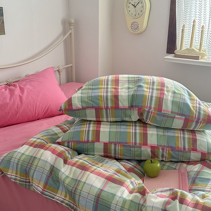 91家纺网 家纺一手货源 找家纺 （总）柚可家居 2025新款亲肤舒适40支数码四件套-彩格