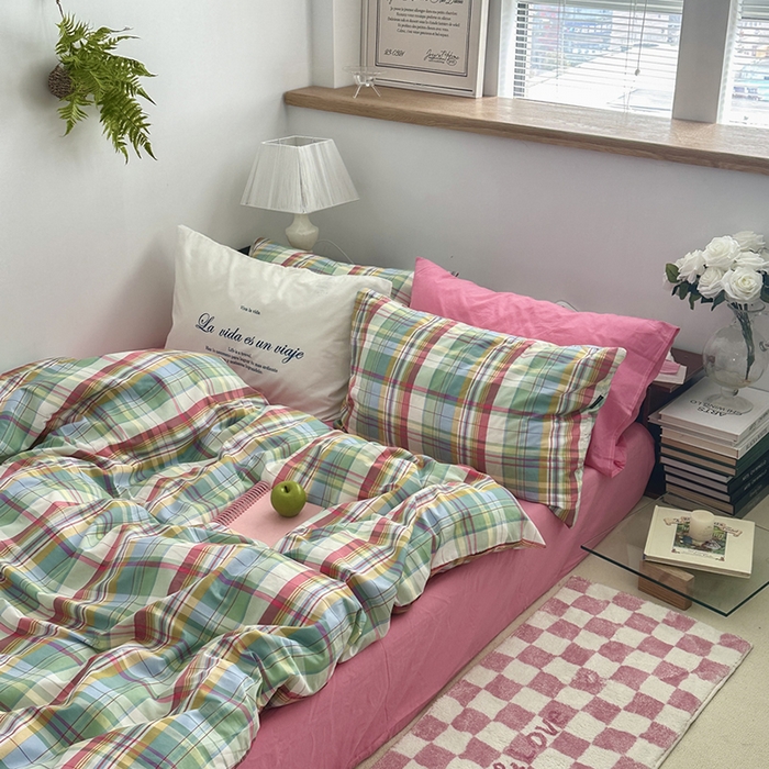 91家纺网 家纺一手货源 找家纺 （总）柚可家居 2025新款亲肤舒适40支数码四件套-彩格