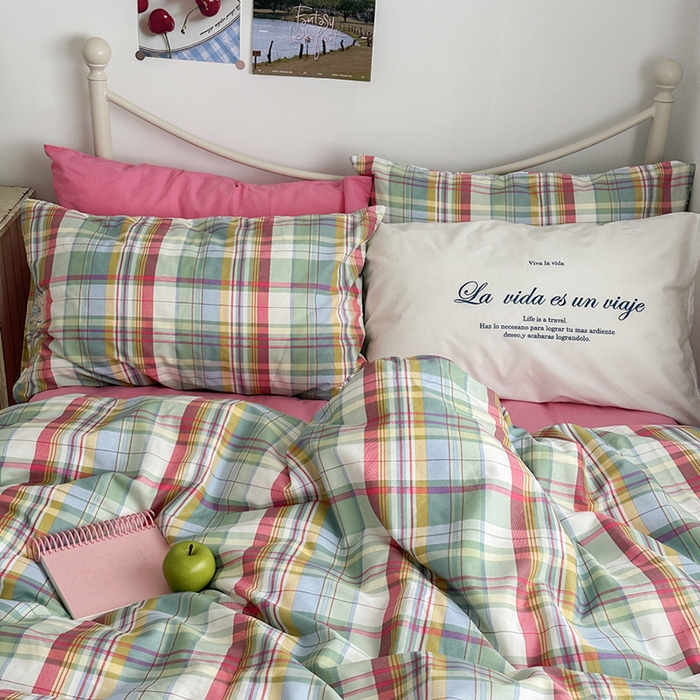 91家纺网 家纺一手货源 找家纺 （总）柚可家居 2025新款亲肤舒适40支数码四件套-彩格