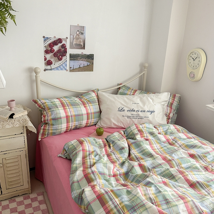 91家纺网 家纺一手货源 找家纺 （总）柚可家居 2025新款亲肤舒适40支数码四件套-彩格