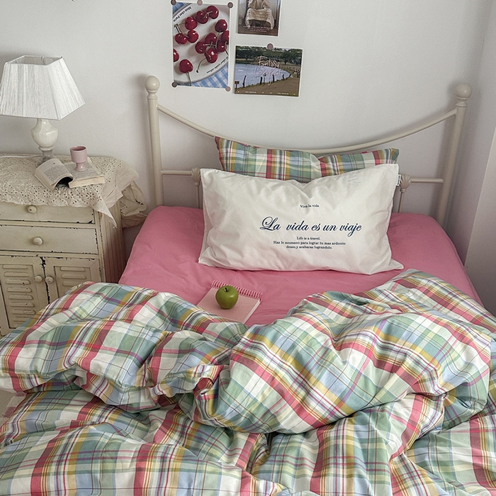 91家纺网 家纺一手货源 找家纺 （总）柚可家居 2025新款亲肤舒适40支数码四件套-彩格