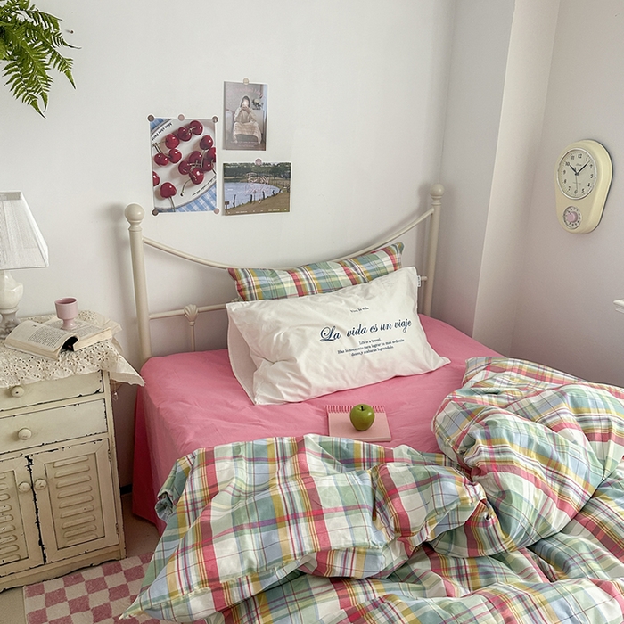 91家纺网 家纺一手货源 找家纺 （总）柚可家居 2025新款亲肤舒适40支数码四件套-彩格