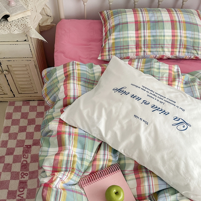 91家纺网 家纺一手货源 找家纺 （总）柚可家居 2025新款亲肤舒适40支数码四件套-彩格