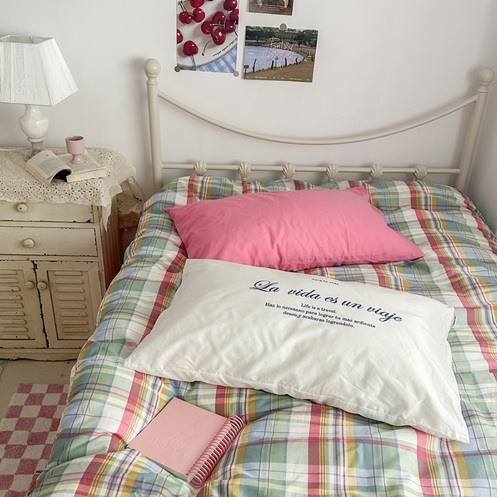 91家纺网 家纺一手货源 找家纺 （总）柚可家居 2025新款亲肤舒适40支数码四件套-彩格