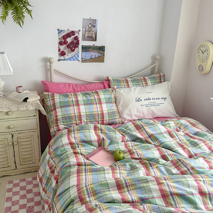 91家纺网 家纺一手货源 找家纺 （总）柚可家居 2025新款亲肤舒适40支数码四件套-彩格