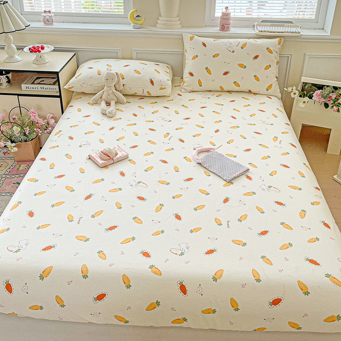 91家纺网 家纺一手货源 找家纺 卡普家居 2025新款全棉印花A版床笠 萝卜蹲