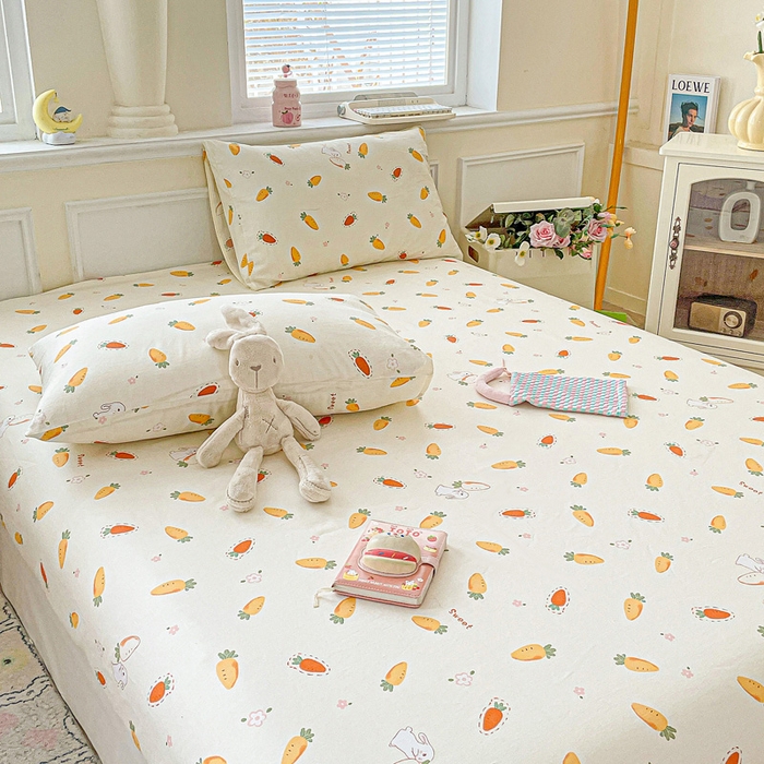 91家纺网 家纺一手货源 找家纺 卡普家居 2025新款全棉印花A版床笠 萝卜蹲