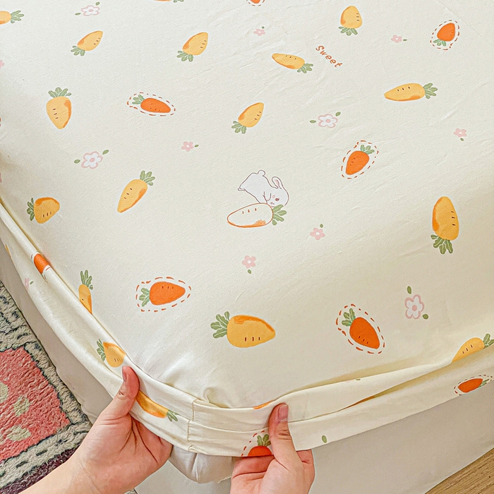 91家纺网 家纺一手货源 找家纺 卡普家居 2025新款全棉印花A版床笠 萝卜蹲