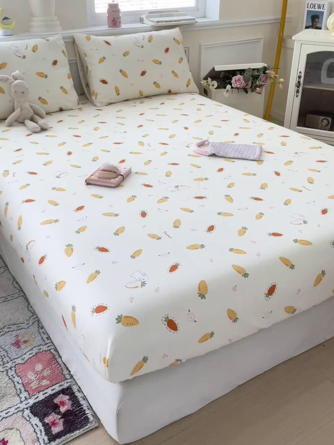 91家纺网 家纺一手货源 找家纺 卡普家居 2025新款全棉印花A版床笠 萝卜蹲