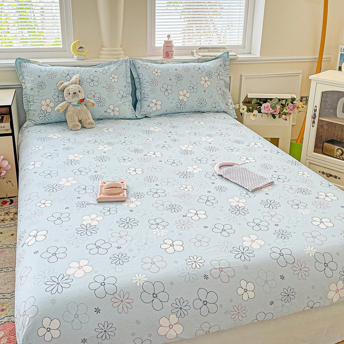 91家纺网 家纺一手货源 找家纺 卡普家居 2025新款全棉印花A版床笠 漫日夏花