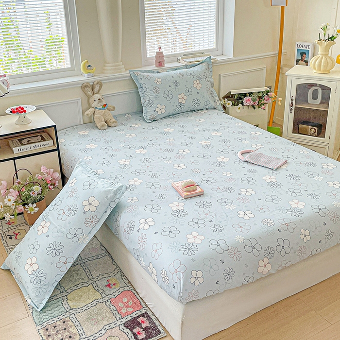 91家纺网 家纺一手货源 找家纺 卡普家居 2025新款全棉印花A版床笠 漫日夏花