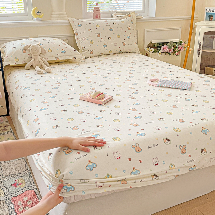 91家纺网 家纺一手货源 找家纺 卡普家居 2025新款全棉印花A版床笠 萌宠国度