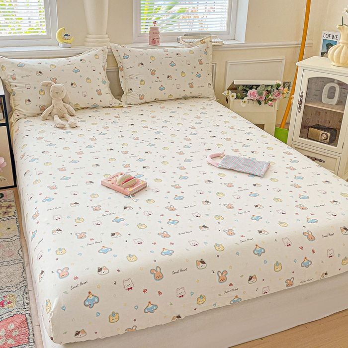 91家纺网 家纺一手货源 找家纺 卡普家居 2025新款全棉印花A版床笠 萌宠国度