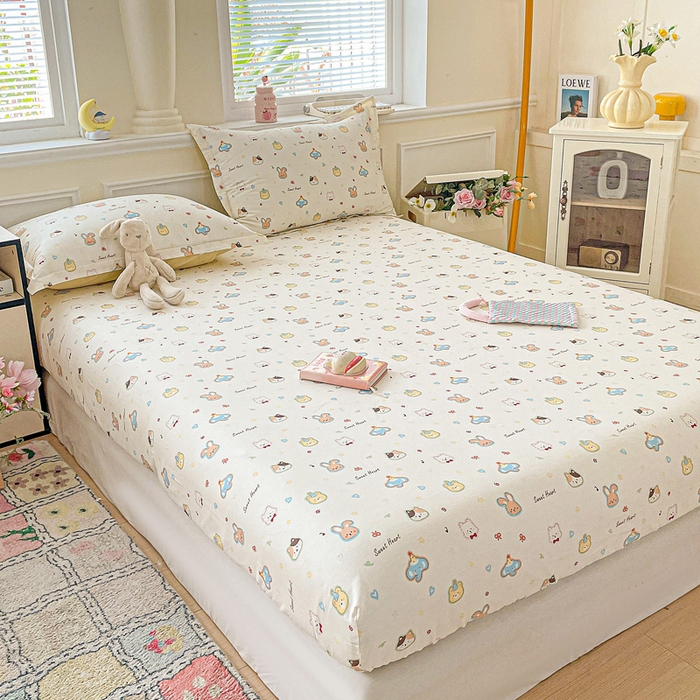 91家纺网 家纺一手货源 找家纺 卡普家居 2025新款全棉印花A版床笠 萌宠国度