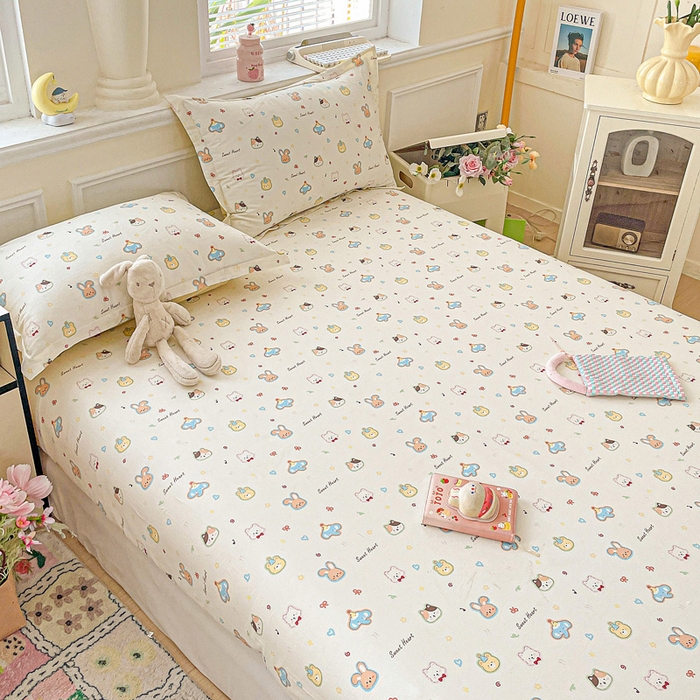 91家纺网 家纺一手货源 找家纺 卡普家居 2025新款全棉印花A版床笠 萌宠国度