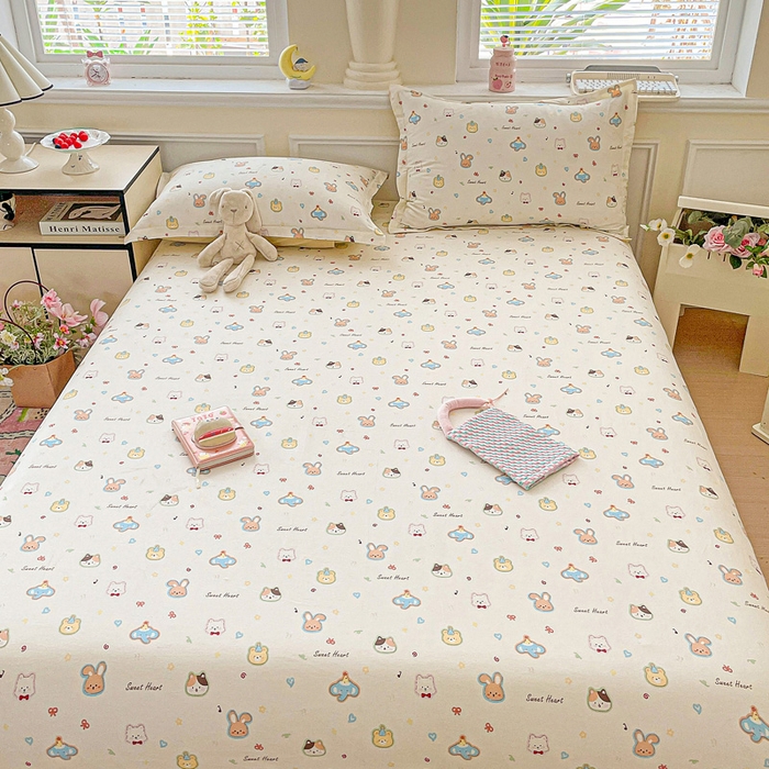 91家纺网 家纺一手货源 找家纺 卡普家居 2025新款全棉印花A版床笠 萌宠国度