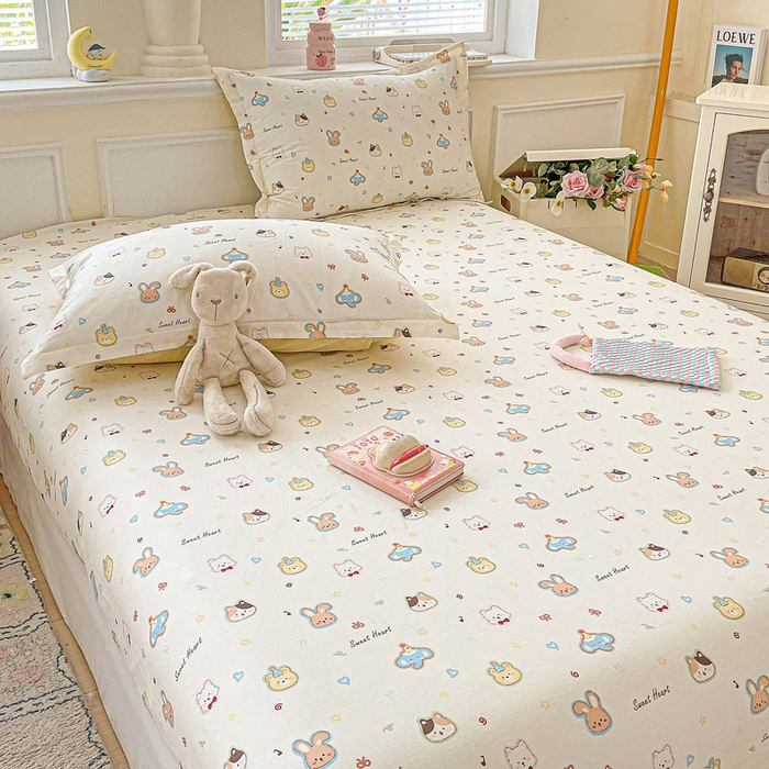 91家纺网 家纺一手货源 找家纺 卡普家居 2025新款全棉印花A版床笠 萌宠国度