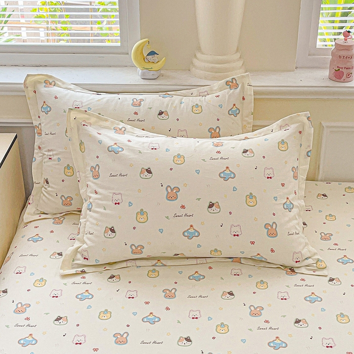 91家纺网 家纺一手货源 找家纺 卡普家居 2025新款全棉印花A版床笠 萌宠国度