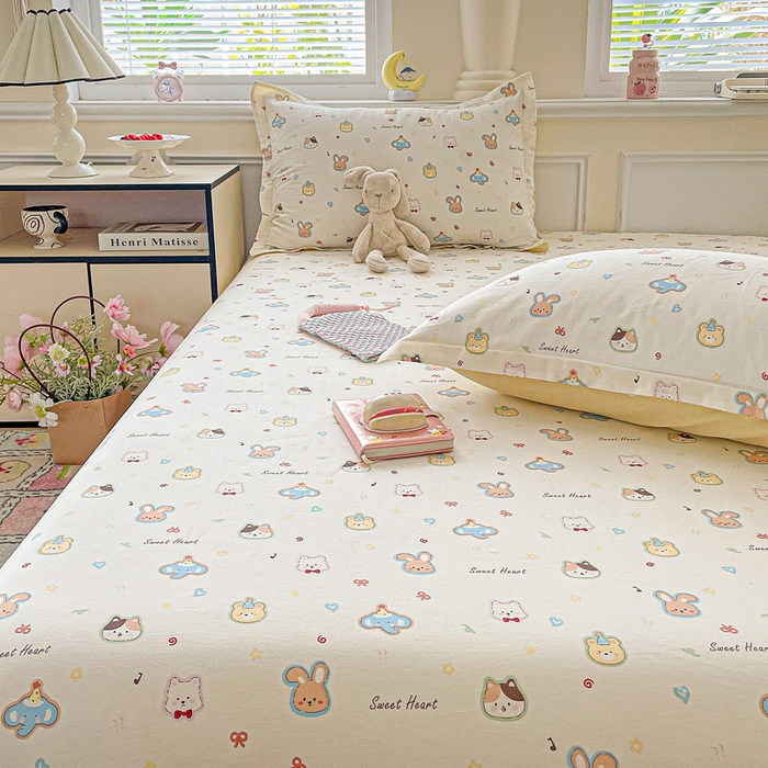 91家纺网 家纺一手货源 找家纺 卡普家居 2025新款全棉印花A版床笠 萌宠国度