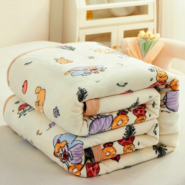 91家纺网 家纺一手货源 找家纺 肖恩毯业 2025新款印花雪貂绒毛毯沙发盖毯午睡毯子 精灵女孩