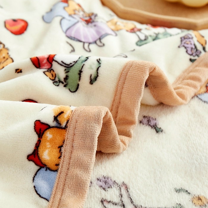 91家纺网 家纺一手货源 找家纺 肖恩毯业 2025新款印花雪貂绒毛毯沙发盖毯午睡毯子 精灵女孩