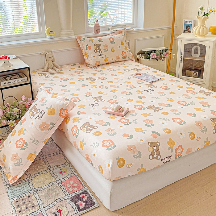 91家纺网 家纺一手货源 找家纺 卡普家居 2025新款全棉印花A版床笠 秋日森林