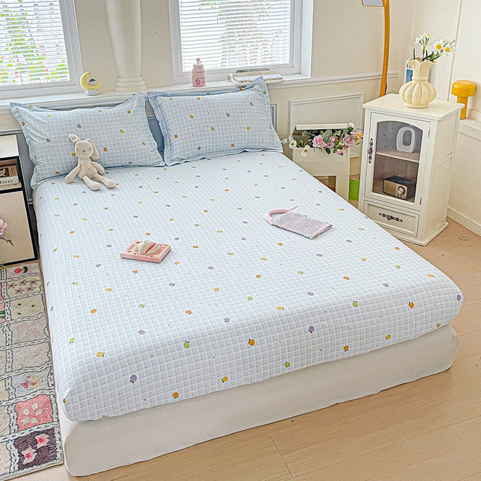 91家纺网 家纺一手货源 找家纺 卡普家居 2025新款全棉印花A版床笠 小橘柑