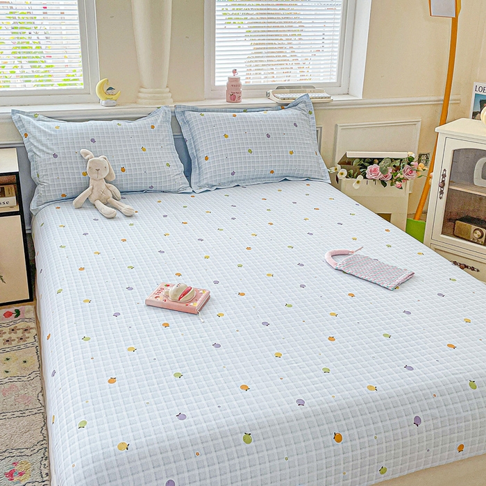 91家纺网 家纺一手货源 找家纺 卡普家居 2025新款全棉印花A版床笠 小橘柑