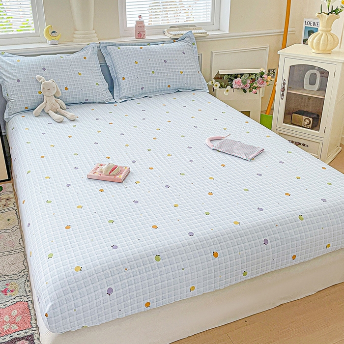 91家纺网 家纺一手货源 找家纺 卡普家居 2025新款全棉印花A版床笠 小橘柑