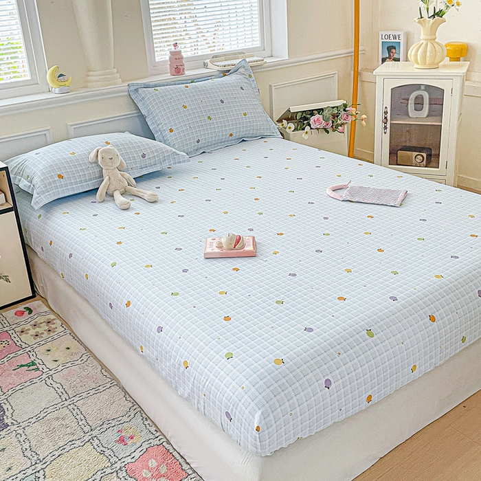 91家纺网 家纺一手货源 找家纺 卡普家居 2025新款全棉印花A版床笠 小橘柑