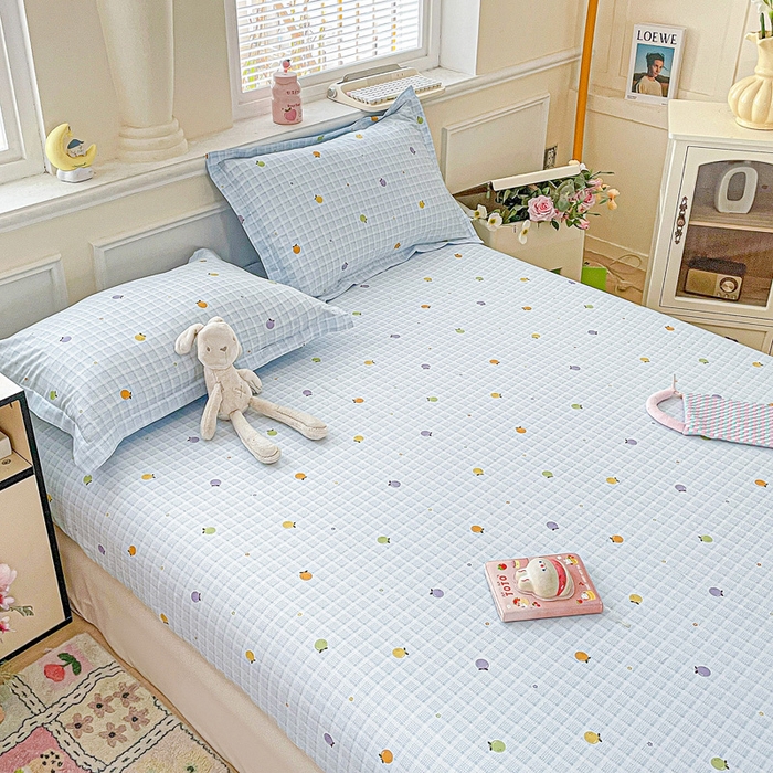 91家纺网 家纺一手货源 找家纺 卡普家居 2025新款全棉印花A版床笠 小橘柑