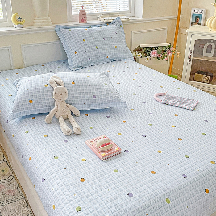 91家纺网 家纺一手货源 找家纺 卡普家居 2025新款全棉印花A版床笠 小橘柑