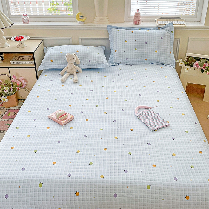 91家纺网 家纺一手货源 找家纺 卡普家居 2025新款全棉印花A版床笠 小橘柑