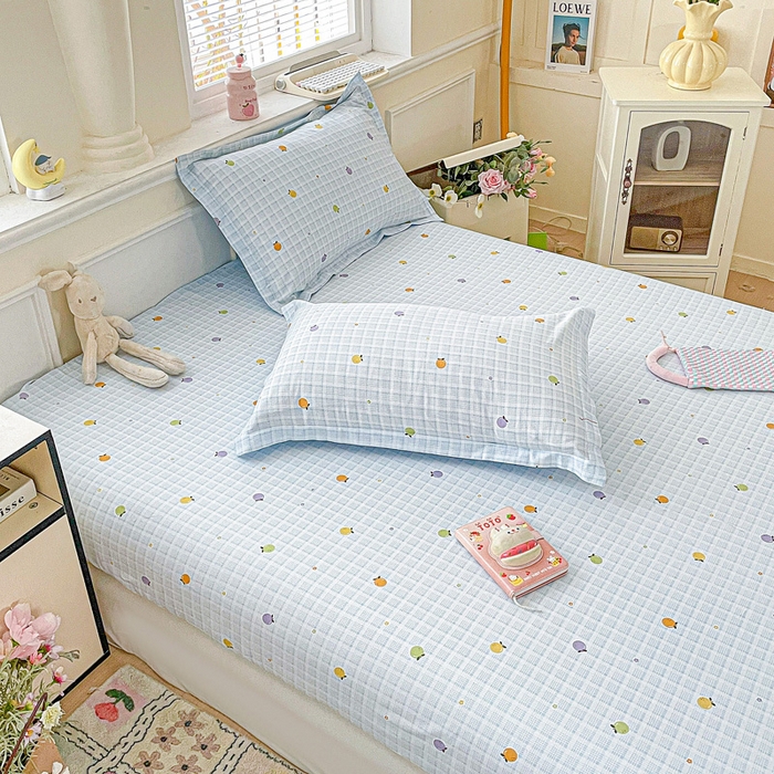 91家纺网 家纺一手货源 找家纺 卡普家居 2025新款全棉印花A版床笠 小橘柑