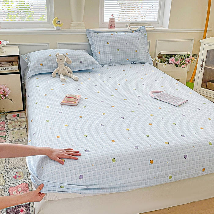 91家纺网 家纺一手货源 找家纺 卡普家居 2025新款全棉印花A版床笠 小橘柑