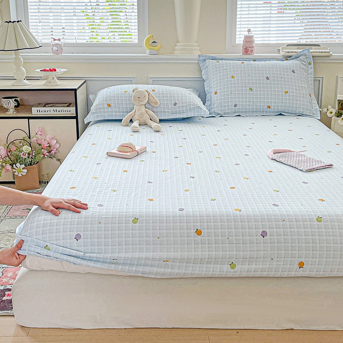 91家纺网 家纺一手货源 找家纺 卡普家居 2025新款全棉印花A版床笠 小橘柑