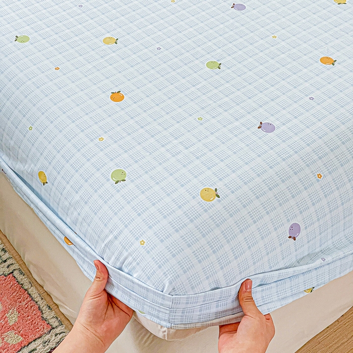 91家纺网 家纺一手货源 找家纺 卡普家居 2025新款全棉印花A版床笠 小橘柑