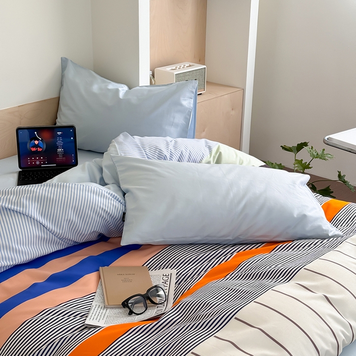 91家纺网 家纺一手货源 找家纺 柚可家居 2025年数码印花大版40支纯棉四件套 蓝调海港（送手提袋）