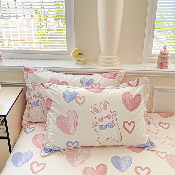 91家纺网 家纺一手货源 找家纺 卡普家居 2025新款全棉印花A版床笠 小兔可可