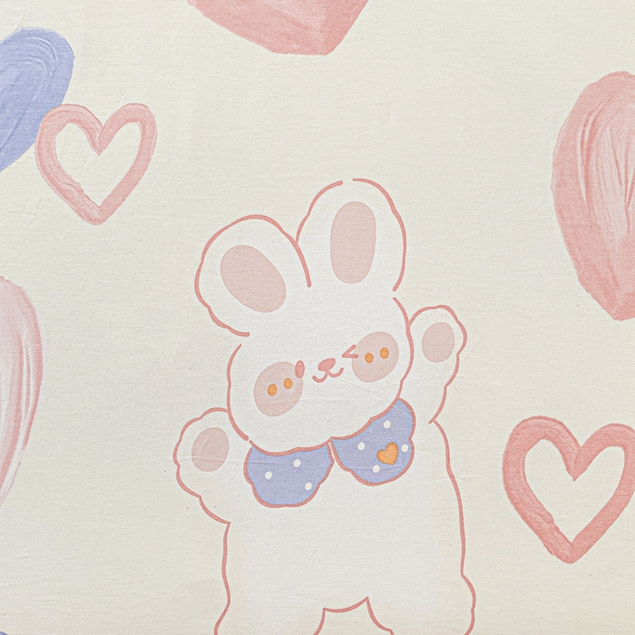 91家纺网 家纺一手货源 找家纺 卡普家居 2025新款全棉印花A版床笠 小兔可可