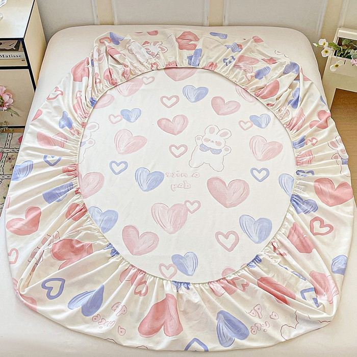 91家纺网 家纺一手货源 找家纺 卡普家居 2025新款全棉印花A版床笠 小兔可可