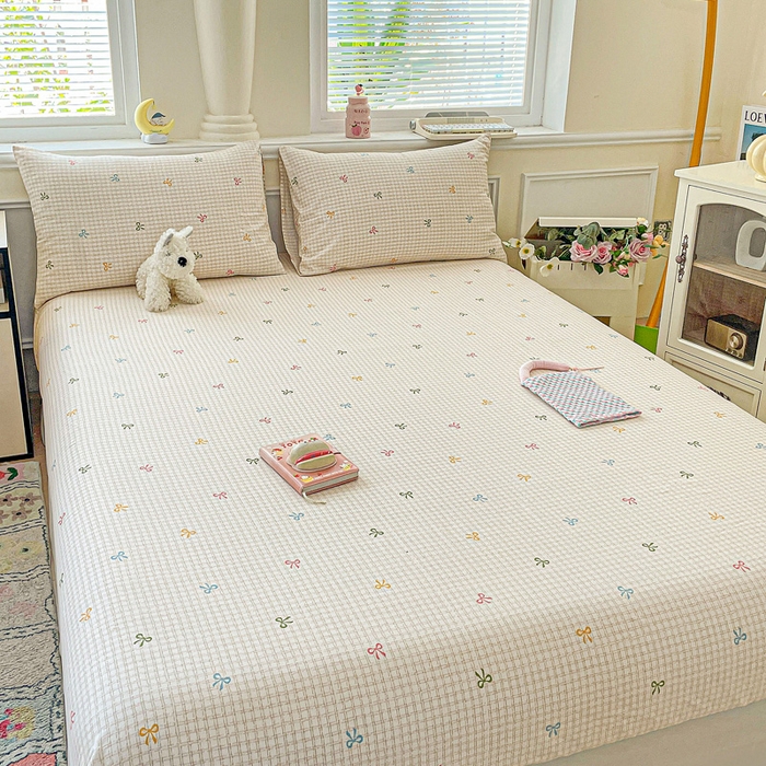 91家纺网 家纺一手货源 找家纺 卡普家居 2025新款全棉印花A版床笠 友谊结