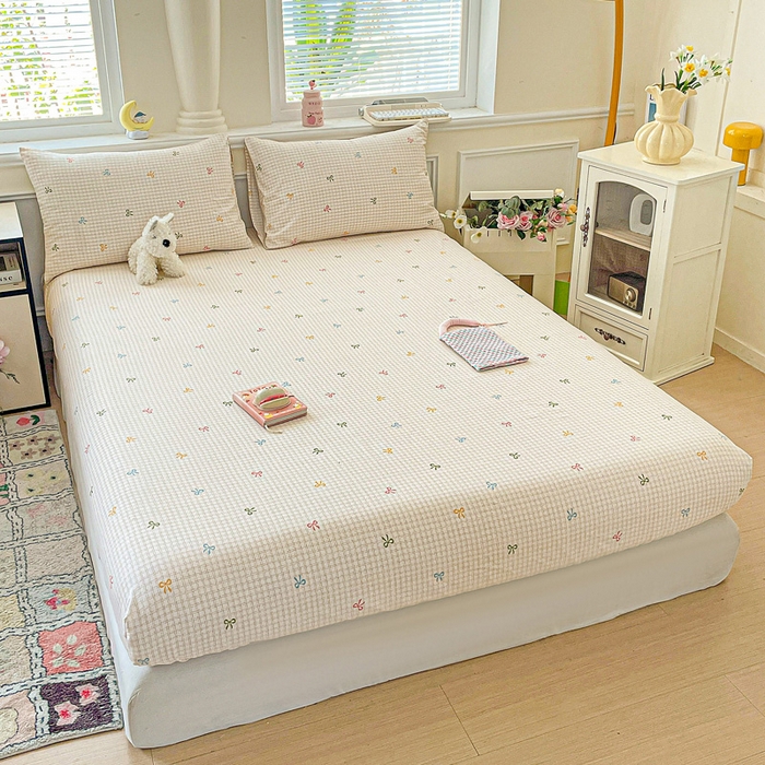 91家纺网 家纺一手货源 找家纺 卡普家居 2025新款全棉印花A版床笠 友谊结